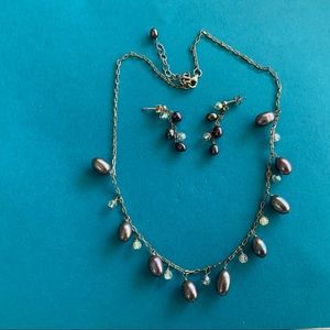 Cultured Pear Necklace and Earring Set